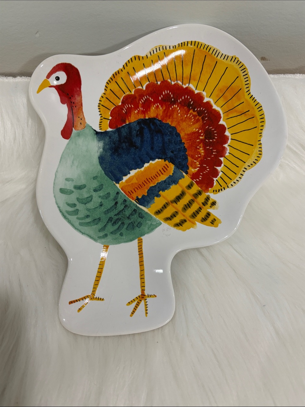 Colorful Turkey Ceramic Serving Dish - Multicolor - Picture 7 of 8